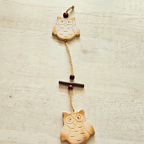 Hängedeko eulenmotiv aus holz - hängedeko,
