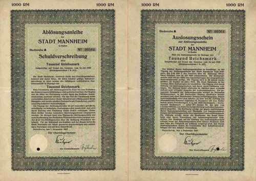 Mannheim stadtanleihe 1927 - stadtanleihe,