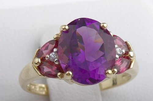 Ring amethyst brillanten - amethyst,