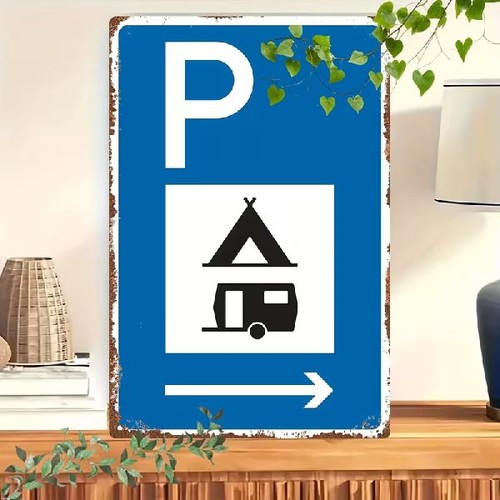 Blechschild parkplatz camping - parkplatz,