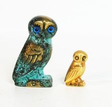 2 alte Messingfiguren - Eule -