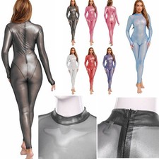 DE Sexy Damen Overall Bodysuit Langarm Catsuit Skinny Ganzkörper Anzug Jumpsuit