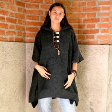 Unisex Poncho Wolle Herren und Poncho Wolle Damen mit Fleece Fütterung Arriba