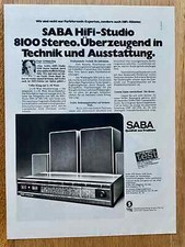 SABA HiFi Studio 8100 Stereo Original 1975 Vintage Advert Werbung Reklame