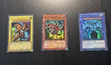 Yu-Gi-Oh! Ägyptische Götterkarten Set YGLD Ra Slifer Obelisk 1. Auflage Mint