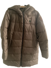 usa blauer Daunenmantel schoko braun L