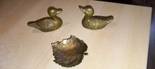 2 kleine Ente & 1 Blattschälchen , Messing ( 11 )