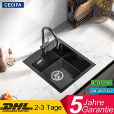 Edelstahl Einbauspüle Küchenspüle Spülbecken mit Siphon Anthrazit Küchenarmatur 