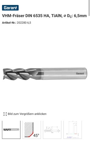 Garant vhm fräser din 6535 - 4x, vhm-fräser