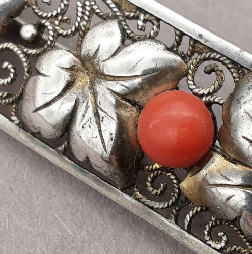 Koralle rot brosche - brosche, 835er