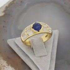 Wert 2380 € Diamant Saphir Ring 750 18 Karat Gelb Gold