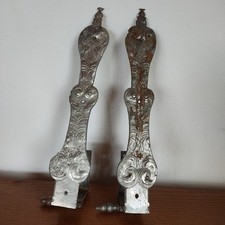 Zwei Antike Beschläge Eisen Verzinnt Beschlag Truhenband Barock 40cm 18.Jhd? Alt