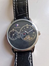 VON STEUBEN Automatikuhr, 2 Zeiten, offene Unruh, Lederband, neu