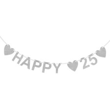 Happy 25 Girlande - Silber