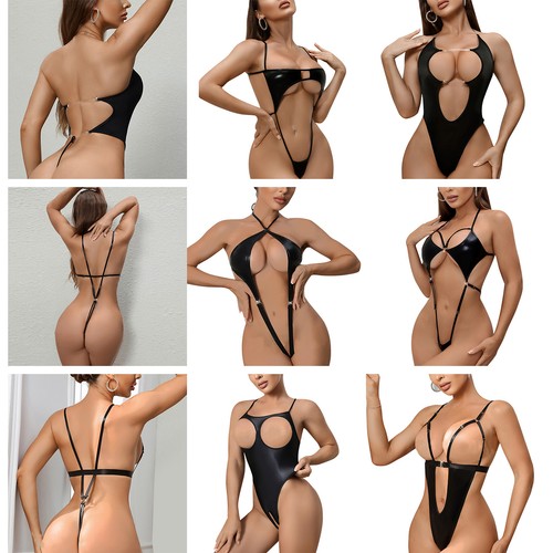Damen sexy lackleder body - lackleder,
