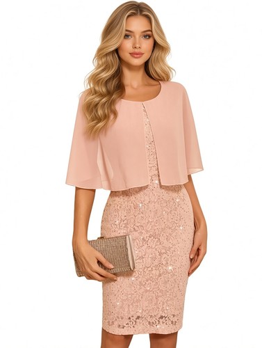 Abend spitzen kleid rosa - spitzen,