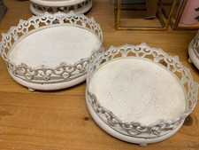 Tablett metall rund 27cm antik