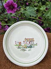 Kinderteller DDR VEB Torgau grüner Rand Hahn Huhn Hühner Stall 19 cm Ostalgie