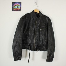 Vintage 50s Swedish Haga Kvalitet Leather Motorcycle Police Jacket Wool Lining