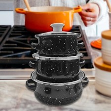 3x Emaille Topf Set Suppentopf