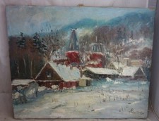 altes Ölbild Haus in
