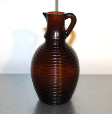 DDR Vintage Kleiner Glas Krug Vase EVP 2,85 M Henkelkrug braun H15 cm Ostalgie