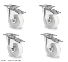 4 x Transportrollen 80 100 125 160 200 mm Polyamid Rad Schwerlastrollen Rolle