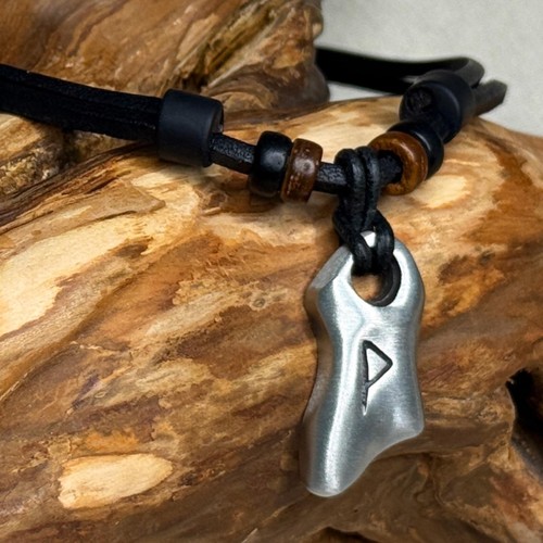 Leather chain necklace rune - leather,