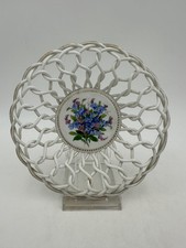 MEISSEN - antiker Teller - Durchbruch / geflochten, Blumen - Ø ca. 16,8 cm