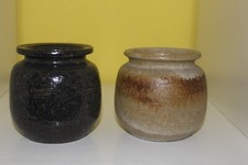 2 Vasen Rudi Stahl Studiokeramik Signiert 7001-10 blau Braun Mid century