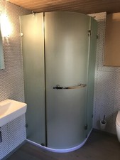 Dusche Abtrennung 3-teilig rund 90 x 90 x 200 cm Glas 8mm satiniert -für Bastler