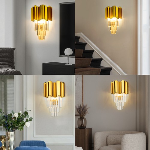 Golden kristall wandleuchte - golden,
