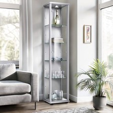 K-Möbel Glasvitrine (176x37x33 cm) Regal Schrank ESG Sammlervitrine Standvitrine