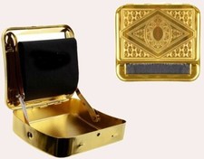 Rollbox Tabakdose GOLD FARBEN METALL Zigaretten Drehmaschine Stopfer 