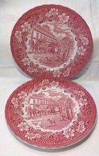2 Teller Royal Tudor Ware Coaching Taverns 1828 Made England 