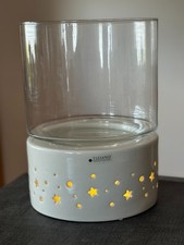 Tiziano Keramik Deko Windlicht mit Sternen LED+Timer NEU
