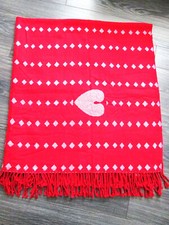 Vintage IKEA SNÖA RÄNDER Vinter Decke Plaid Wolldecke Kuscheldecke rot Herz