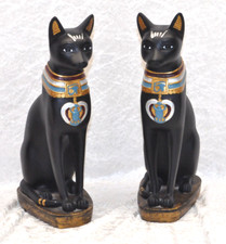 Ägyptische Bastet Figuren Katzen - Schwarz / Gold - als Büchstützen usw. 30 cm