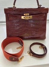 Originale Hermès Vintage Kelly Bag 32 In Braun Kroko 