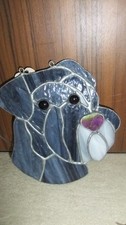 Tiffany Glaskunst Fensterbild Hundekopf "SCHNAUZER", Tiffany, Handarbeit,