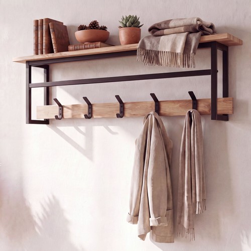 Wandgarderobe massivholz 100cm - massivholz,