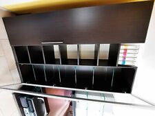 Wohnwand Holz mit TV Teil und Glasvitrine und Beleuchtung 