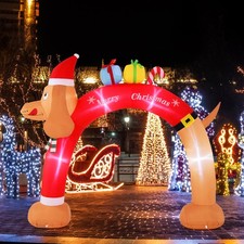 242cm aufblasbar Weihnachtsbogen Dackel Weihnachtsdeko LED Outdoor Garten