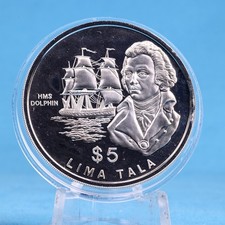 Tokelau 5 $ 1989 HMS Dolphin 27 g Silber 925 proof