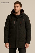 Naketano Herren Parka Winterjacke Dunkles Grau Gr. L