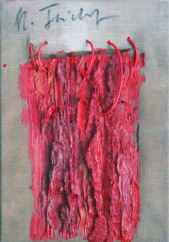 Rote farbwunde ölbild und - ,