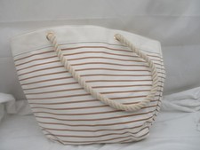 Sensai – Damen Handtasche Tragetasche – Braun/weiß gestreift - Baumwolle