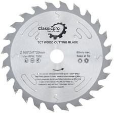 ClassicPro 165mm 24T TCT Sägeblatt - Präzisions-Holztrennscheibe 20/16mm Bohrung