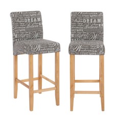 2er-Set Barhocker HWC-C33, Barstuhl Tresenhocker, Lehne, Leder Kunstleder Textil