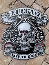 Blechschild Live To Ride 50 cm Deko USA Werkstatt Skull Chopper Club Biker Lucky